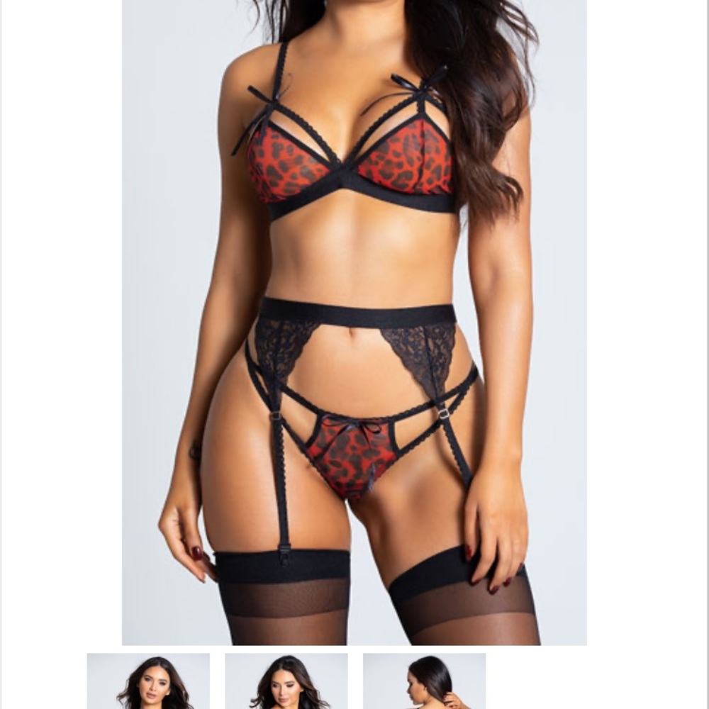 Red Leopard Lingerie Set